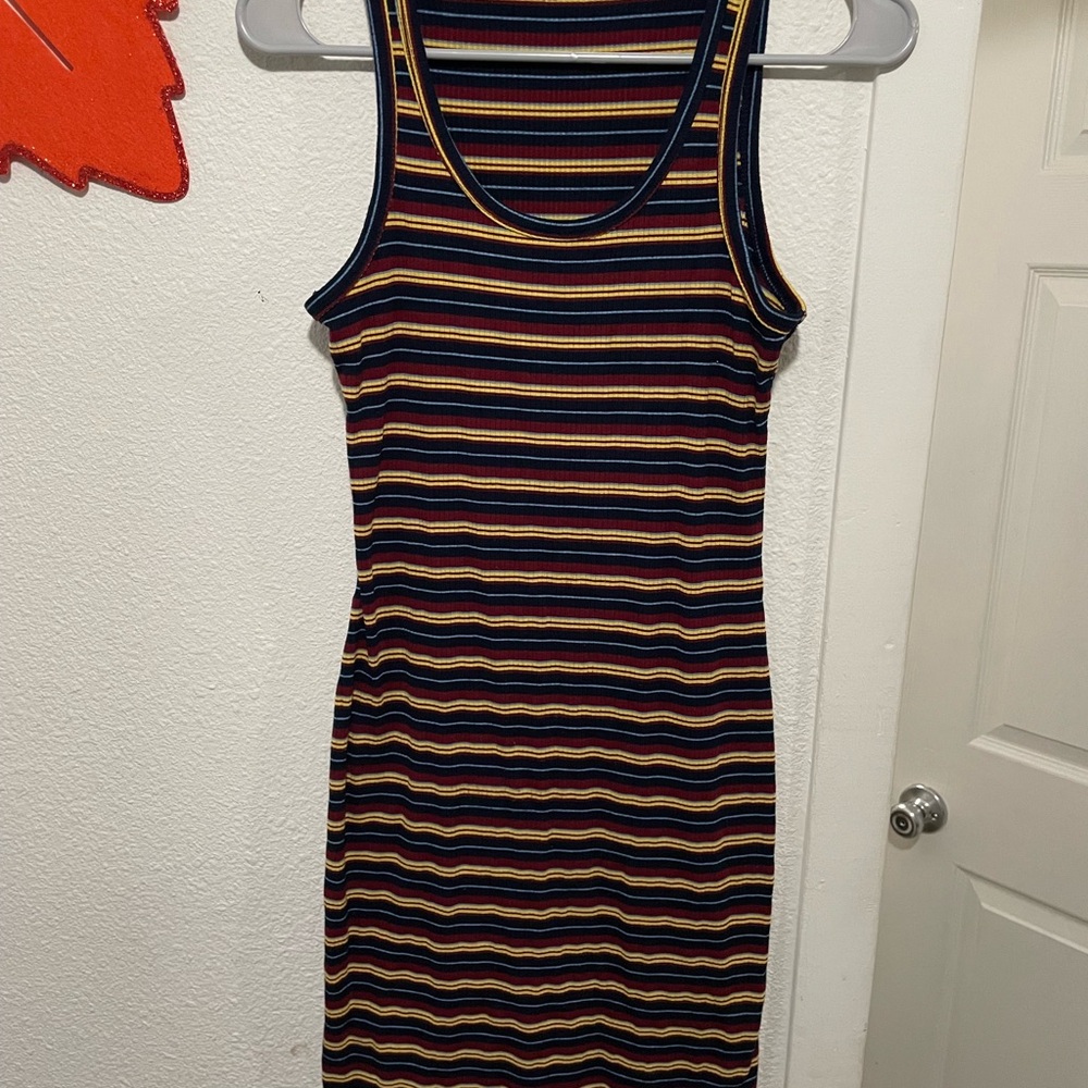 Popular 21 Striped Multicolor Sleeveless Dress| Summer beach | Boho . Size L
